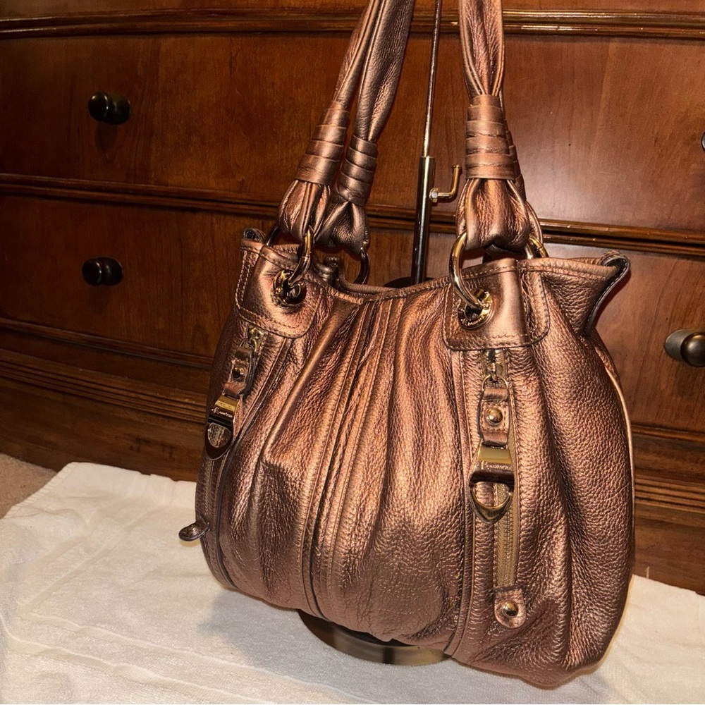 B. Makowsky Women’s Metallic Bronze Hobo Shoulder Bag